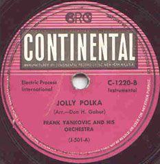 Continental 78 RPM Label Yankovic 