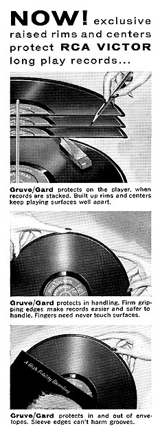 RCA's advertisement for the raised rims at the periphery of the discs: Gruve Guard