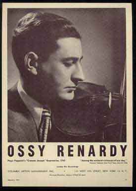 Artist management folder of Ossy Renardy.