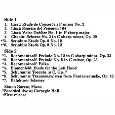 Simon Barere plays Liszt, Chopin, Scriabin, Rachmaninoff, Blumenfeld, Schumann, Balakirev The Remington Series