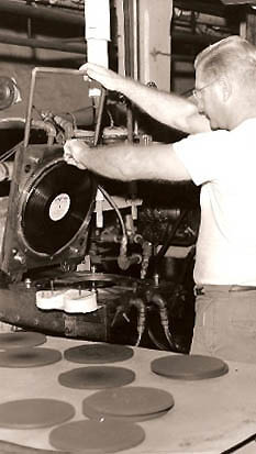 Record pressing at the Webster plant, Massachusetts.