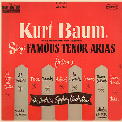 Curt John Witt cover for Kurt Baum Famous Arias Remington