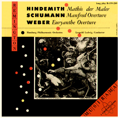 Cover for the recording of music by Hindemith, Schumann, Weber, with the Hamburg Philharmonic under Leopold Ludwig Curt John Witt cover